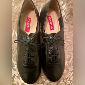 Paoul Black Leather Dance Shoes NWOT